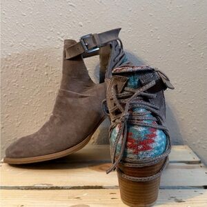 Very G Suede Ankle Booties - Gray & Boho size 9.5